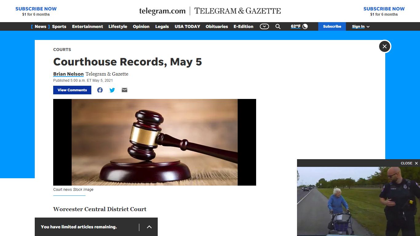 Courthouse Records, May 5 - The Worcester Telegram & Gazette